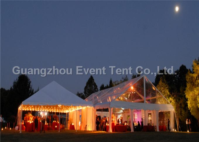 야영을 위한 강한 구조 천막, 200명의 사람 좌석을 가진 명확한 지붕 결혼식 천막