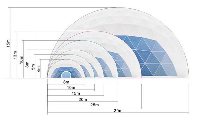 20m 직경 명확한 PVC 직물을 가진 둥근 지오데식 돔 천막