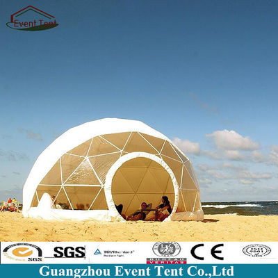 중국 PVC 입히는 폴리에스테 직물을 가진 명확한 지붕 바닷가 대피소 지오데식 돔 천막 협력 업체